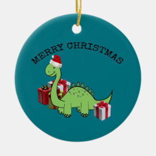 Adorno De Cerámica Navidades graciosos de Santa dinosauria