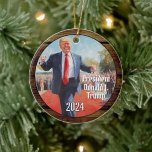 Adorno De Cerámica Navidades graciosos del presidente Donald Trump ba