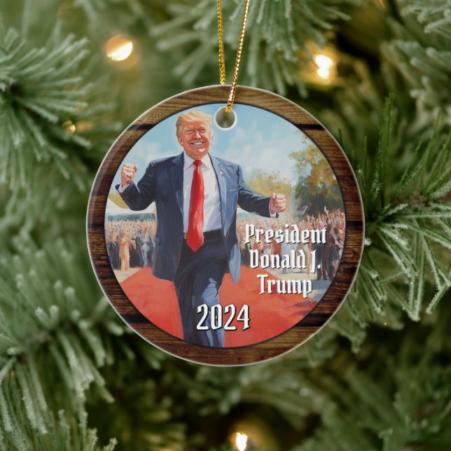 Adorno De Cerámica Navidades graciosos del presidente Donald Trump ba (Árbol)