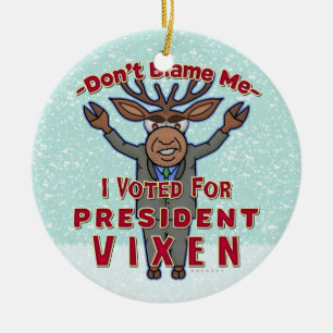 Adorno De Cerámica Navidades graciosos presidente Vixen reno polític