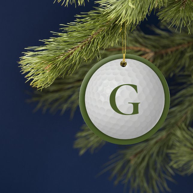 Adorno De Cerámica Navidades Green Monogram Ball (Subido por el creador)