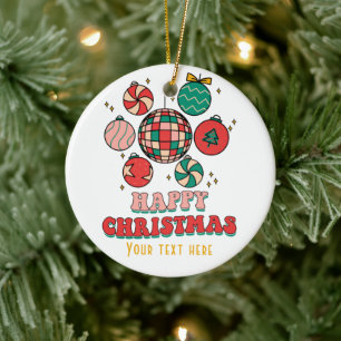 Adorno De Cerámica Navidades Groovy Retro Personalizados