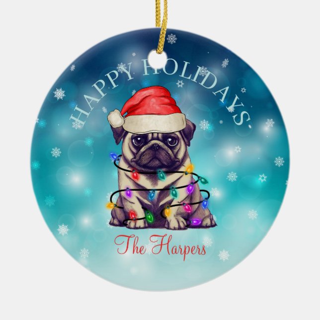 Adorno De Cerámica Navidades guapos feliz Personalizado Mascota de pe (Frente)