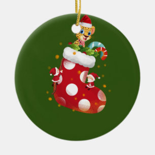 Adorno De Cerámica Navidades guepardo se aferran