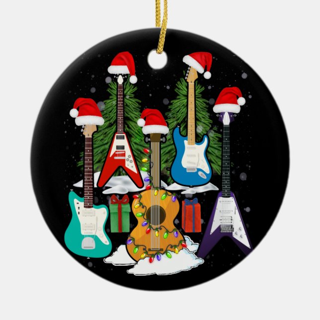 Adorno De Cerámica Navidades Guitarista Guitarista Regalos Gorras de  (Frente)