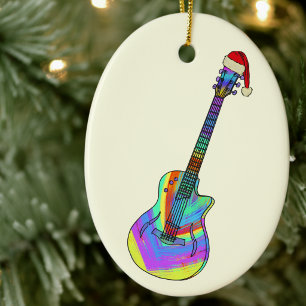 Adorno De Cerámica Navidades Guitarra psicodélica