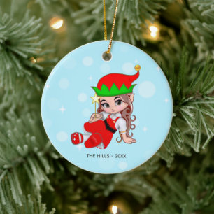 Adorno De Cerámica Navidades Hadas Elf sosteniendo una estrella