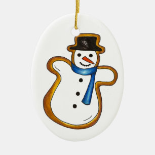 Adorno De Cerámica Navidades Hanukkah Snowman Sugar Cookie Holiday