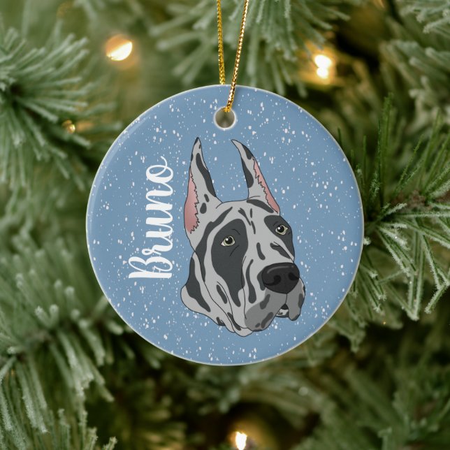 Adorno De Cerámica Navidades Harlequin Great Dane (Árbol)