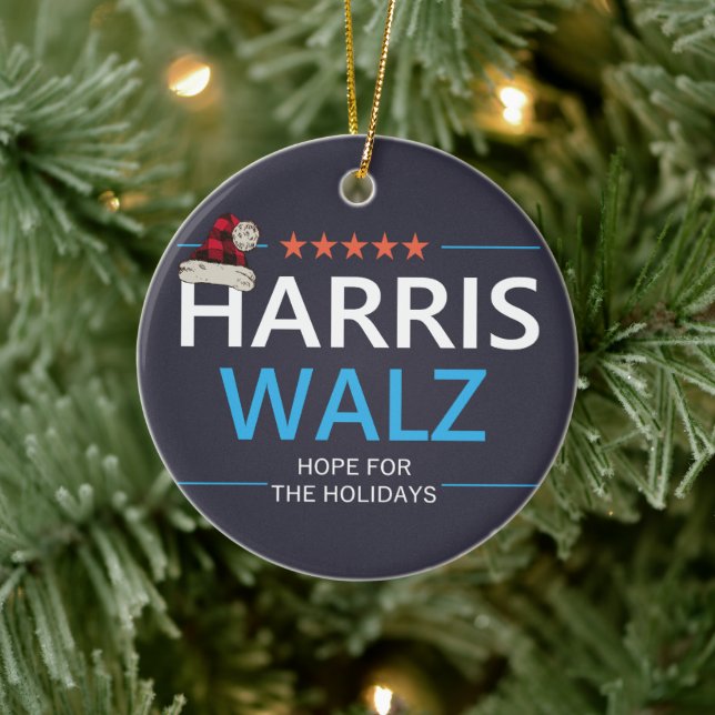 Adorno De Cerámica Navidades Harris Walz esperan vacaciones en Kamala (Árbol)