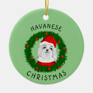 Adorno De Cerámica Navidades Havaneses Cita A Santa En Wreath