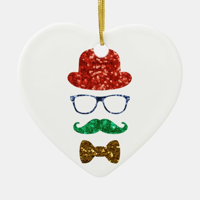 Adorno De Cerámica navidades hipster bigote (Frente)
