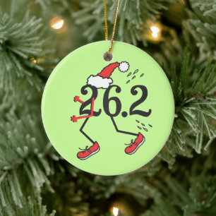 Adorno De Cerámica Navidades Holiday 26.2 © Funny Marathon Runner