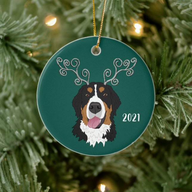 Adorno De Cerámica Navidades Holiday Bernese Mountain Dog  (Árbol)