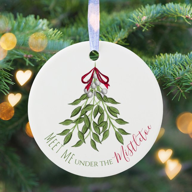 Adorno De Cerámica Navidades Holiday Merry Mistletoe Cute Whimsical (Merry Christmas mistletoe cute whimsical typography ornament.)