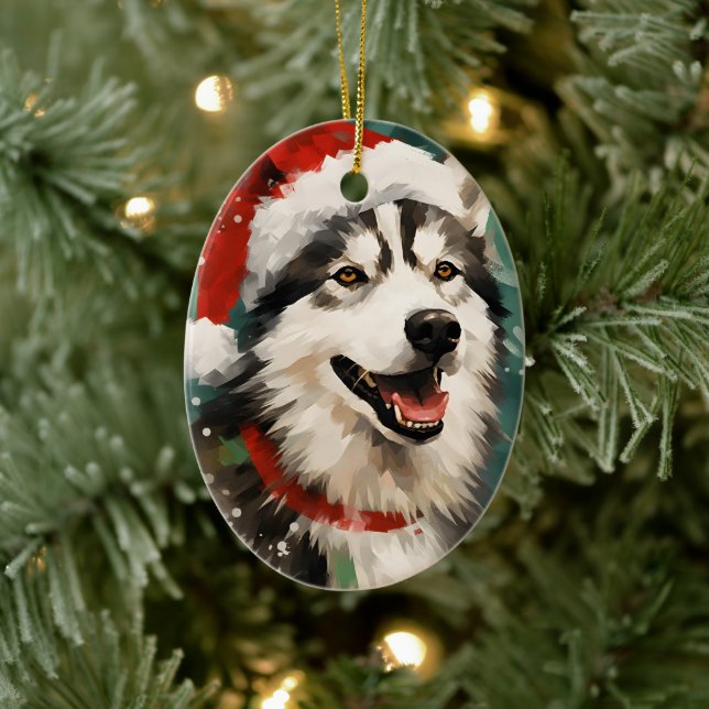 Adorno De Cerámica Navidades Husky pinchan arte (Árbol)
