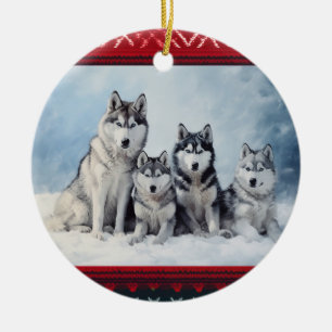 Adorno De Cerámica Navidades Husky Siberiano