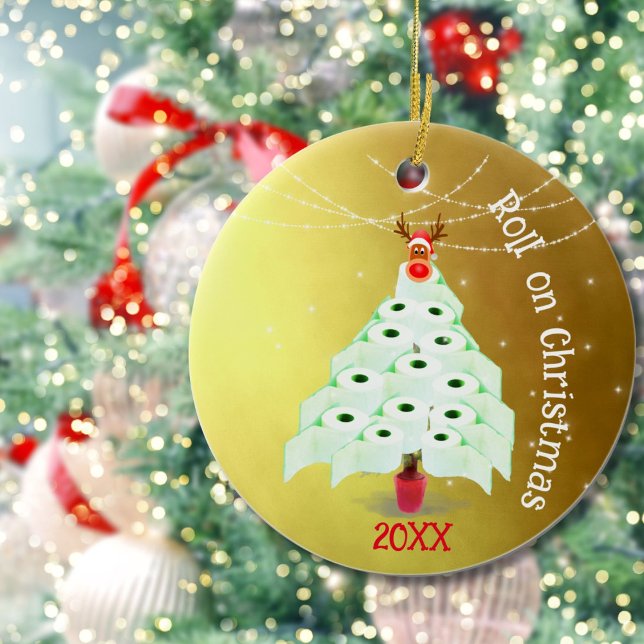 Adorno De Cerámica Navidades Iluminación de oro en rollo de inodoros  (Subido por el creador)