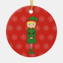 Adorno De Cerámica navidades ilusores Chica Elf Snowflakes Red