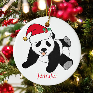 Adorno De Cerámica Navidades Infantiles Personalizados de Cute Panda