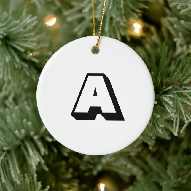 Adorno De Cerámica Navidades iniciales de personalizado blanco y negr (Árbol)