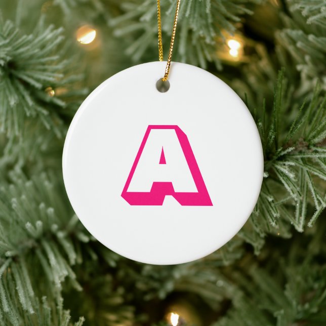 Adorno De Cerámica Navidades iniciales de personalizados blancos rosa (Árbol)