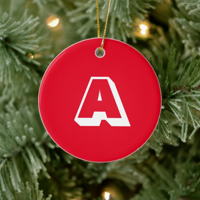 Adorno De Cerámica Navidades iniciales de personalizados rojos y blan (Árbol)