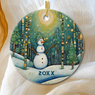 Adorno De Cerámica Navidades inteligentes Snowman