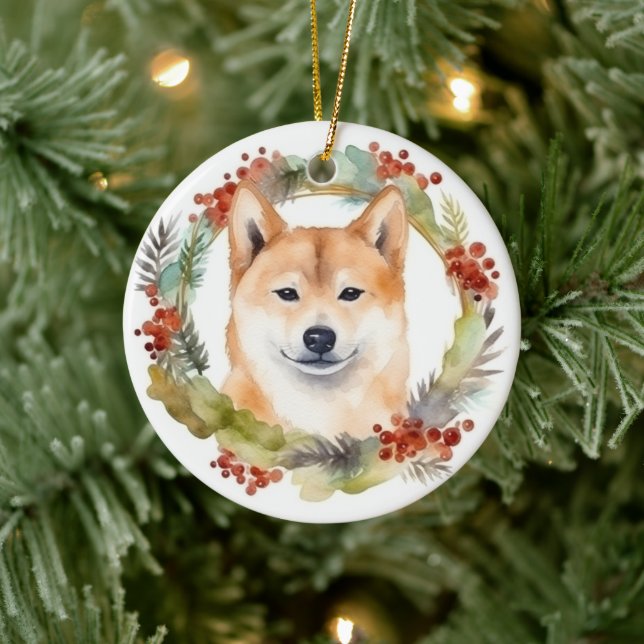 Adorno De Cerámica Navidades Inu de Shiba escribieron presentación fe (Árbol)