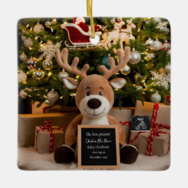 Adorno De Cerámica Navidades Invitación de embarazo reno lindo