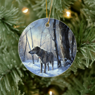 Adorno De Cerámica Navidades irlandeses de Wolfhound Dejan Que Nieva