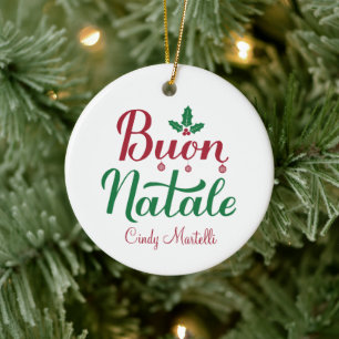 Adorno De Cerámica Navidades italianos rojos y verdes de Buon Natale