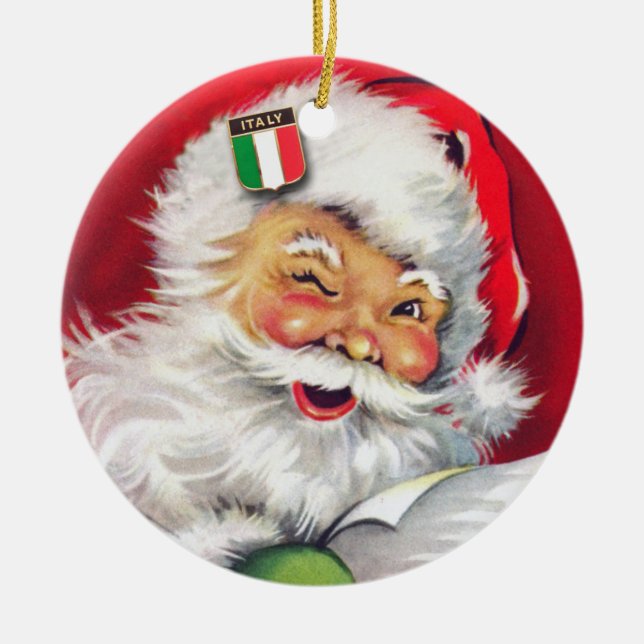 Adorno De Cerámica Navidades italianos, Santa italiana, Italia (Frente)