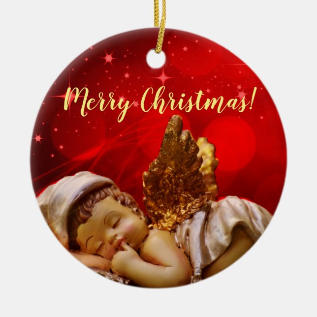 Adorno De Cerámica Navidades Jesús, Angel Bebé Durmiente (Frente)