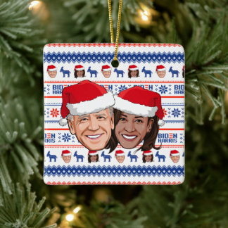 Adorno De Cerámica Navidades Joe Biden y Kamala Harris