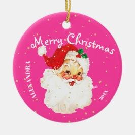 Adorno De Cerámica Navidades Jolly Santa Claus Foto personal rosa