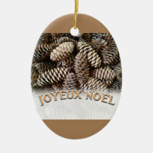 Adorno De Cerámica Navidades Joyeux Noel Holiday Pine Cone