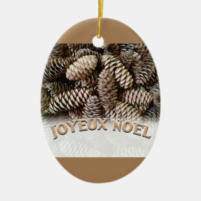 Adorno De Cerámica Navidades Joyeux Noel Holiday Pine Cone (Frente)