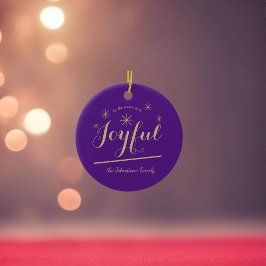 Adorno De Cerámica Navidades Joyful Script Familia Nombre Moda modern