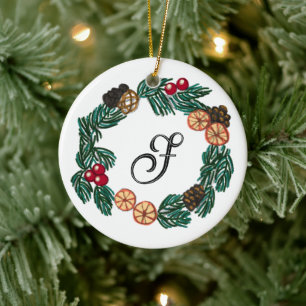 Adorno De Cerámica Navidades juraron con personalizable inicial