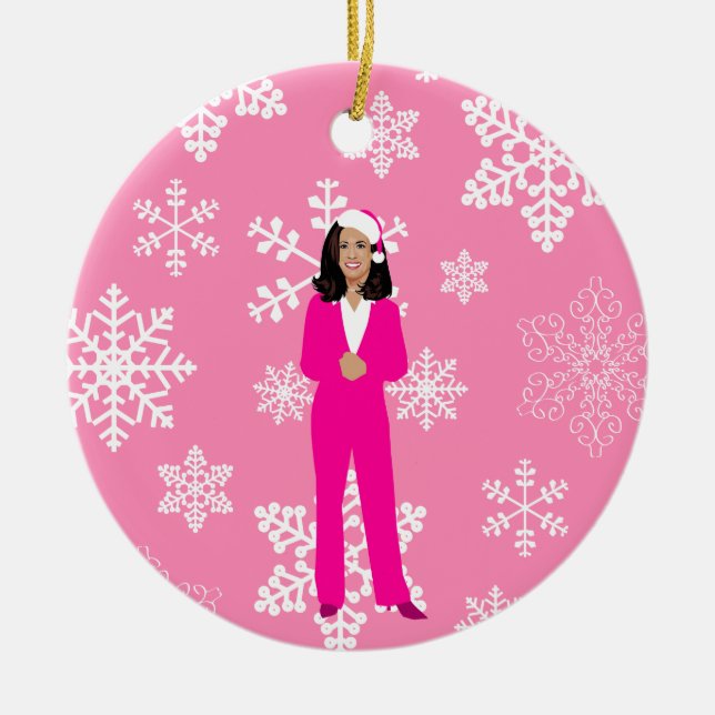 Adorno De Cerámica navidades kamala harris santa rosa (Frente)
