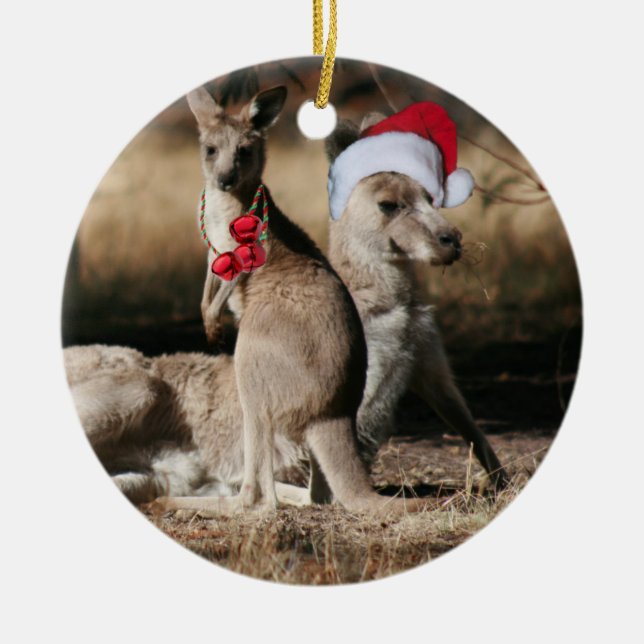 Adorno De Cerámica Navidades Kangaroos al estilo australiano (Frente)