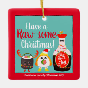 Adorno De Cerámica Navidades Kawaii Sushi Food Pun