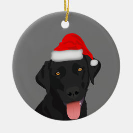 Adorno De Cerámica Navidades Labrador Negro Recuperador