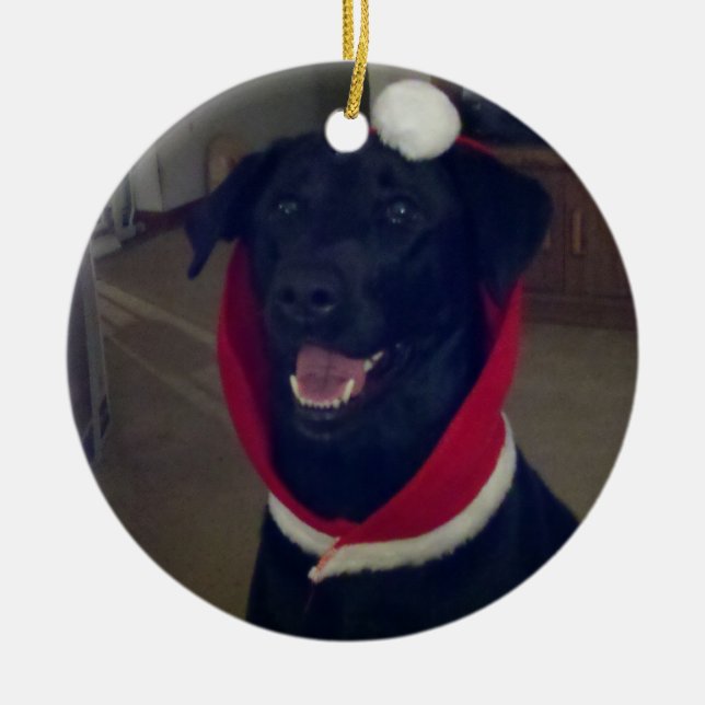 Adorno De Cerámica Navidades Labrador Recuperador (Frente)
