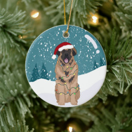 Adorno De Cerámica Navidades Leonberger  