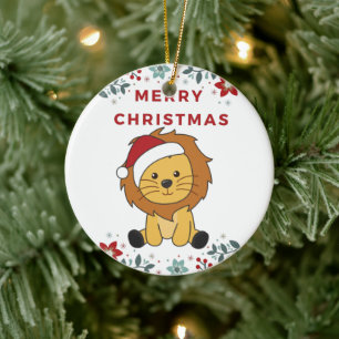 Adorno De Cerámica Navidades Leones Nieve Animales De Invierno Leones