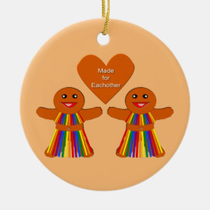 Adorno De Cerámica Navidades lesbianas Gingerbread Damas Personalizad