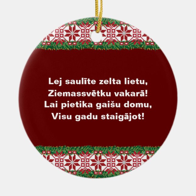 Adorno De Cerámica Navidades letones canción popular I Tautasdziesma (Frente)