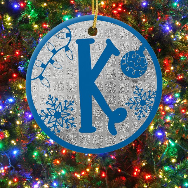 Adorno De Cerámica Navidades Letra monográfica K Purpurina de plata a (Subido por el creador)